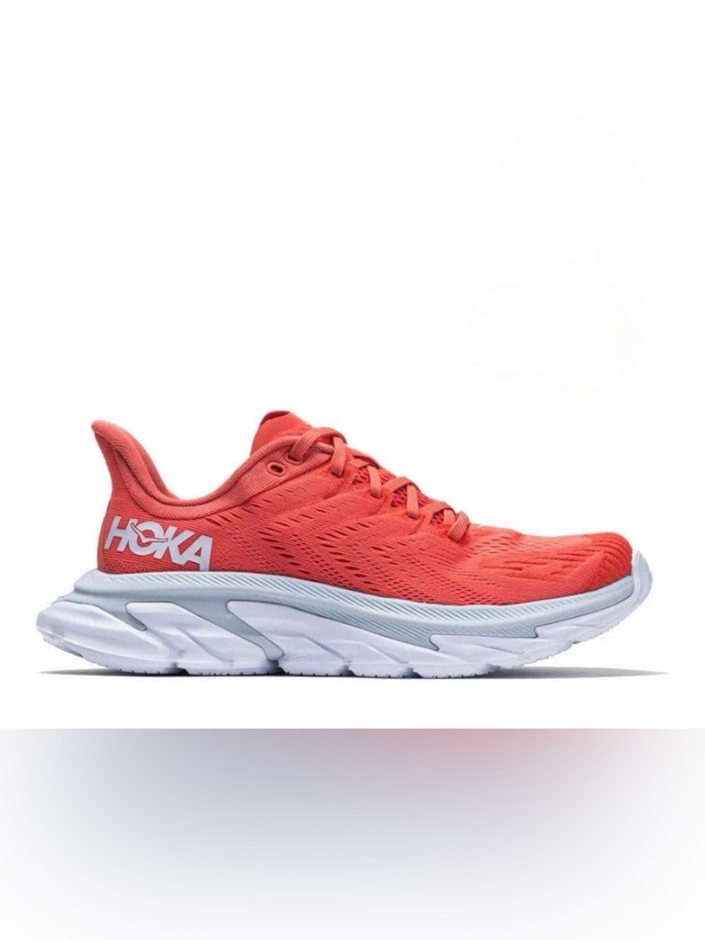 Hoka One One Clifton Edge Hot Coral Orange Women's Athletic Running Shoe, Size 9